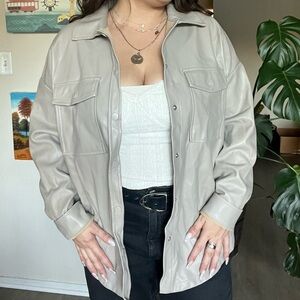 Beige Faux Leather Jacket